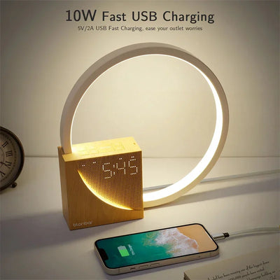 Lampe de Réveil avec Contrôle Tactile – Éclairage de Nuit Moderne en Bois