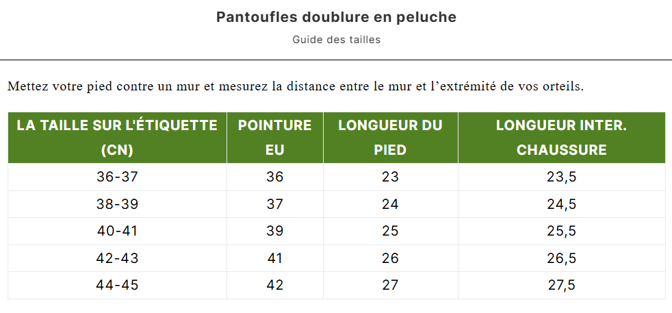Pantoufles doublure en peluche