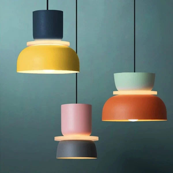 Suspension Nordic Macaron - Design Scandic en Aluminium et Acrylique, Ampoule E27, Idéale pour Cuisine et Salon