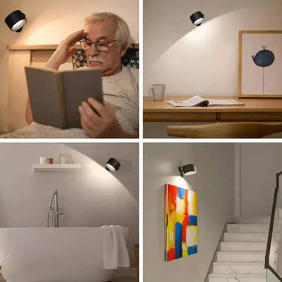 Lampe Murale 360° Sans Fil - LED Rechargeable et Rotative avec Commande Tactile