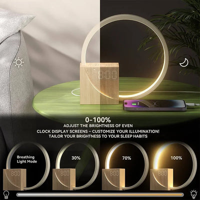 Lampe de Réveil avec Contrôle Tactile – Éclairage de Nuit Moderne en Bois