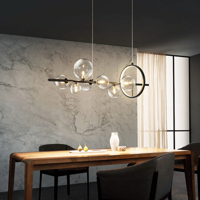 Chandelier Transparent en Verre - Design Unique en Forme de Bulles pour un Intérieur Moderne