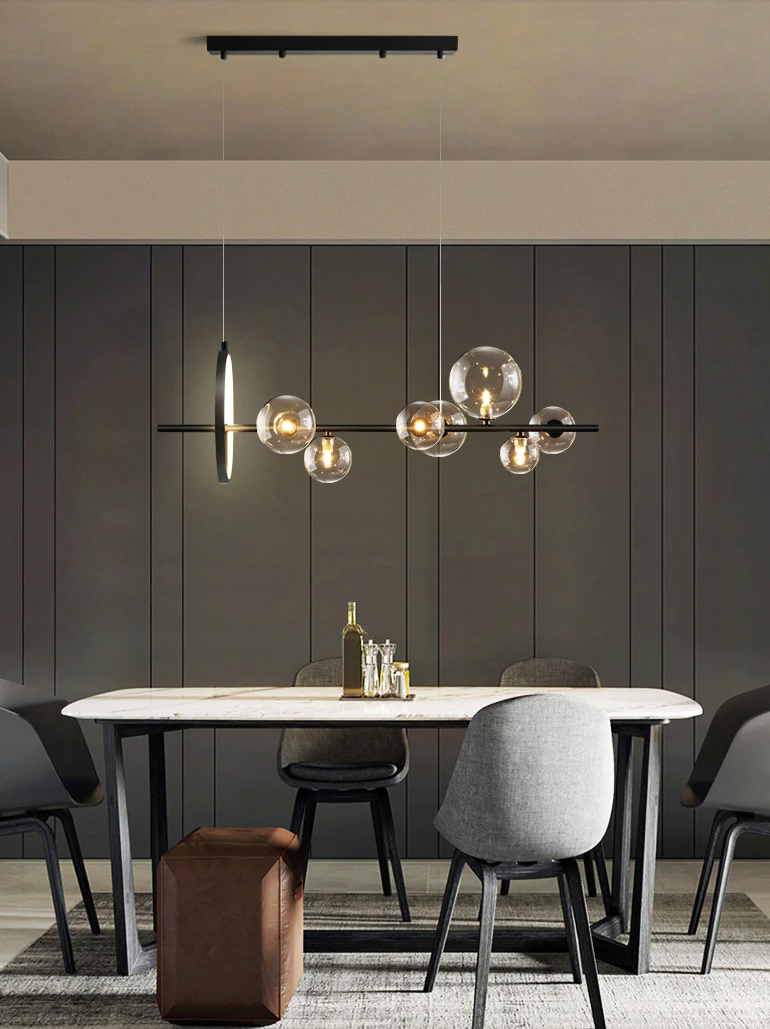 Chandelier Transparent en Verre - Design Unique en Forme de Bulles pour un Intérieur Moderne