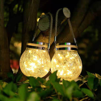 Lampe Solaire en Verre – Éclairage Extérieur Décoratif avec Effet Glace pour Jardin et Terrasse