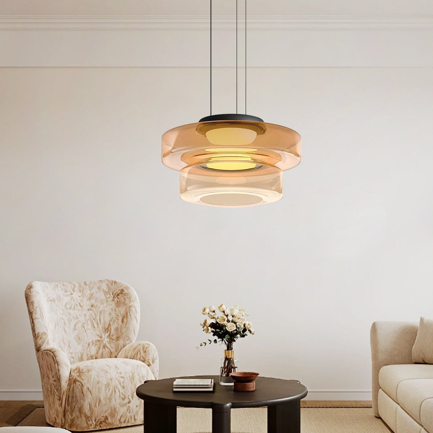 Suspension Lune en Verre - Éclairage Élégant et Modulaire pour Votre Intérieur