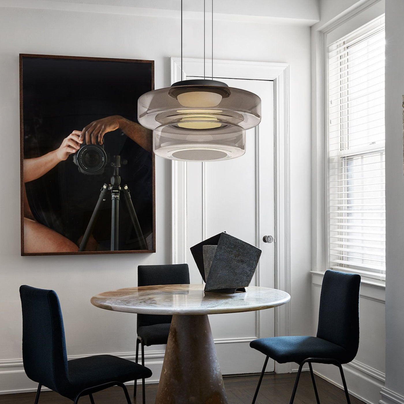 Suspension Lune en Verre - Éclairage Élégant et Modulaire pour Votre Intérieur