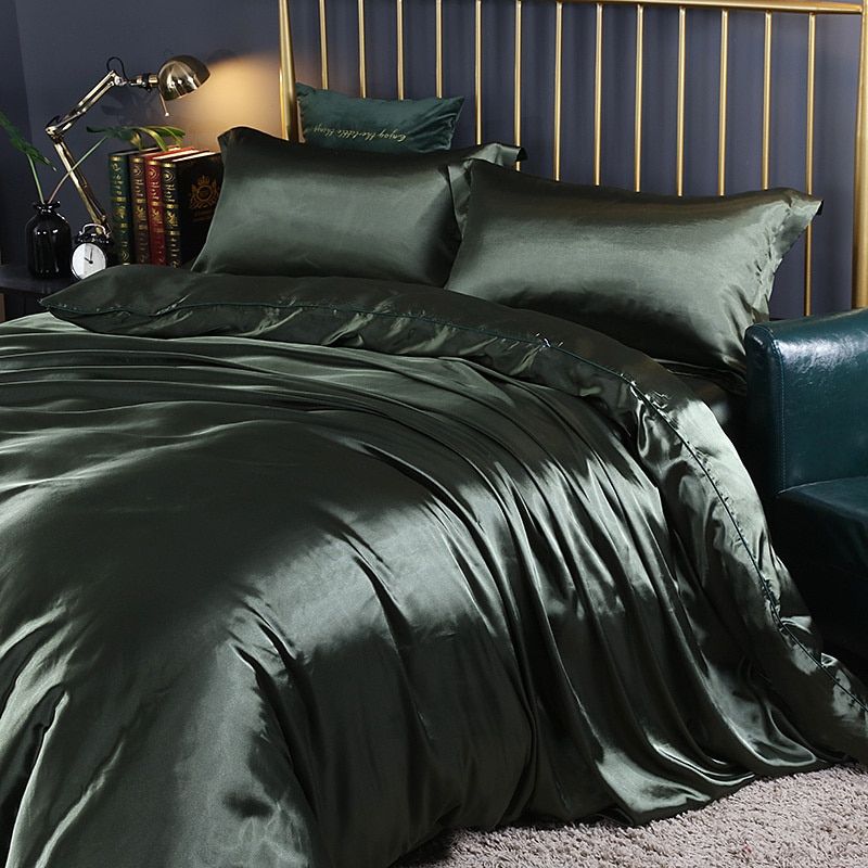 LuxeSoft - Set de Lit en Satin et Soie (4 Pièces)