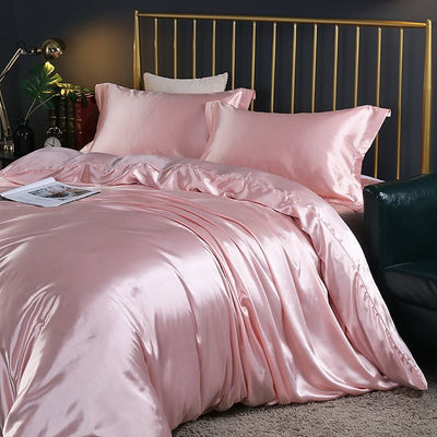 LuxeSoft - Set de Lit en Satin et Soie (4 Pièces)