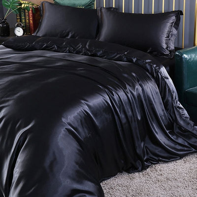 LuxeSoft - Set de Lit en Satin et Soie (4 Pièces)