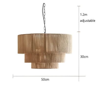 Suspension Moderne en Métal et Corde Naturelle - Lampe LED Écologique