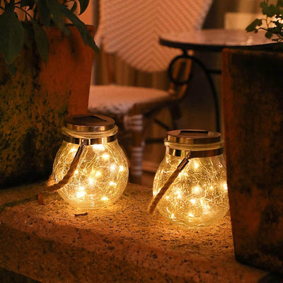 Lampe Solaire en Verre – Éclairage Extérieur Décoratif avec Effet Glace pour Jardin et Terrasse