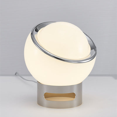 Lampe de Table French Opal Bauhaus - Éclairage Moderne en Verre et Acier Inoxydable