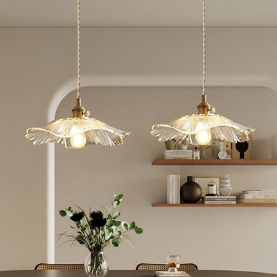 Suspension Lotus en Verre - Lampe Vintage Élégante pour Chambre et Salon