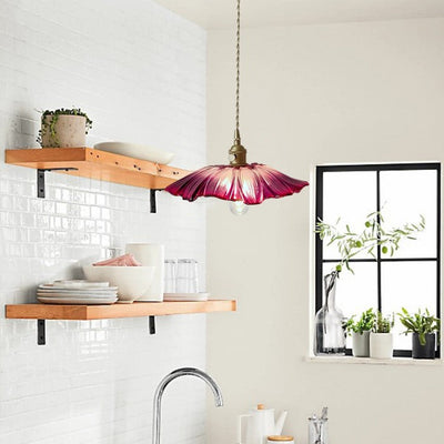 Suspension Lotus en Verre - Lampe Vintage Élégante pour Chambre et Salon