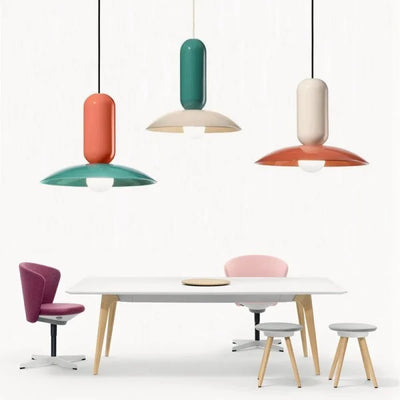 Suspension Macaron Frisbee Pau - Design Coloré et Moderne, Éclairage E27, Idéale pour Cuisine et Salon