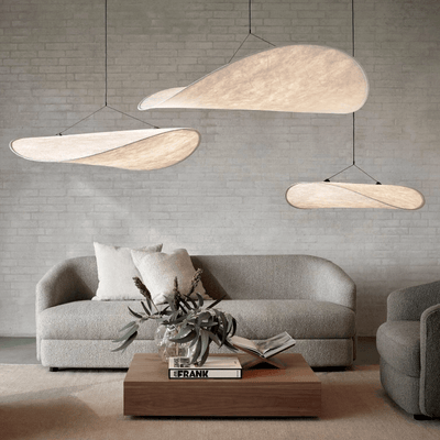 Suspension Japandi en Soie - Lampe à Pendentif Élégante LED avec Douille E27