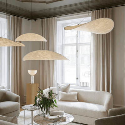 Suspension Japandi en Soie - Lampe à Pendentif Élégante LED avec Douille E27