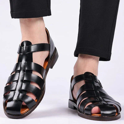 Sandales en Cuir Homme – Confort Premium avec Brides Réglables et Design Respirant