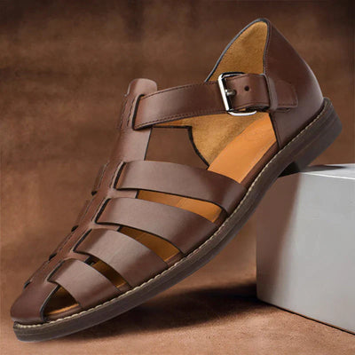 Sandales en Cuir Homme – Confort Premium avec Brides Réglables et Design Respirant