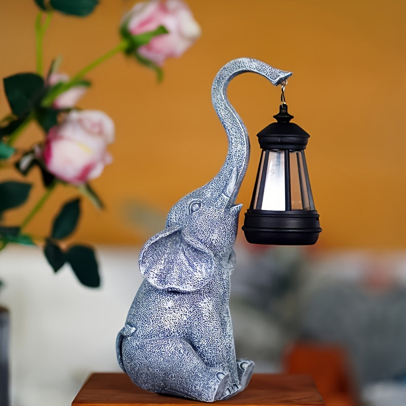 Lampe Éléphant Solaire – Lumière Apaisante pour Jardin avec Éclairage Doré
