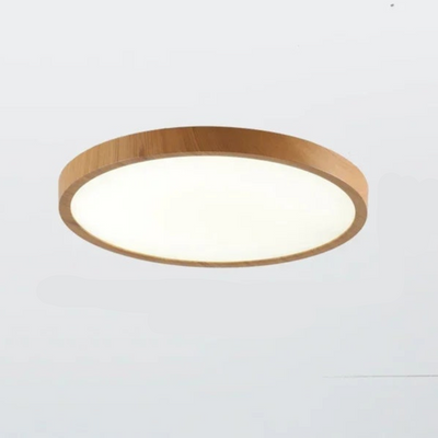 Plafonnier Circulaire Ultra-Fin – Design Minimaliste avec Finition en Noyer et Éclairage LED Réglable