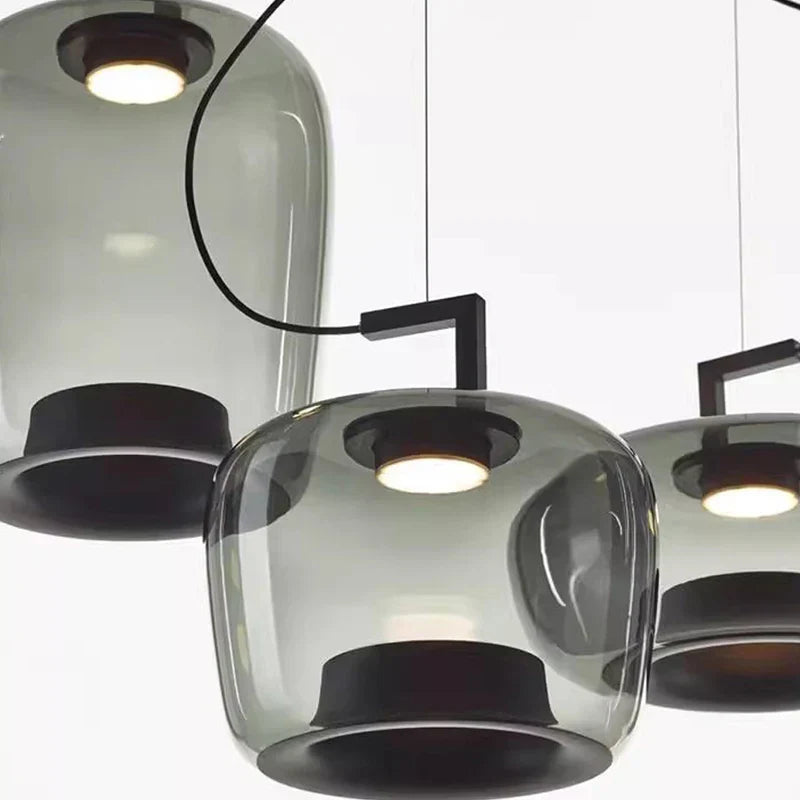 Suspension Design Moderne LED – Luminaire en Verre et Aluminium pour Cuisine et Salle à Manger