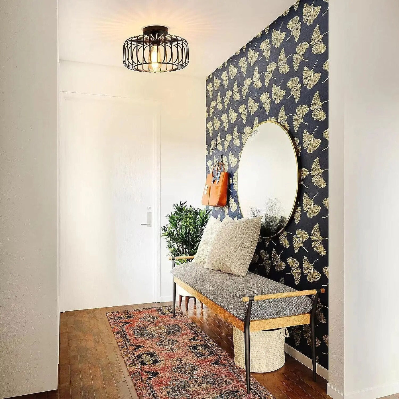 Lampe de Plafond Élégante – Design Cage à Oiseaux, Éclairage Chaleureux E26