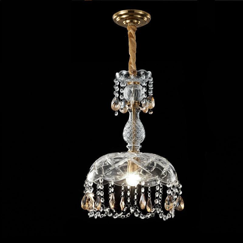 Abat-jour en Rattan et Cristal - Éclairage LED Élégant, Idéal pour Salon, Cuisine, ou Terrasse
