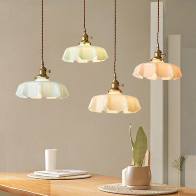 Lampe Suspendue Rétro Fleur en Verre - Glamour Nostalgique