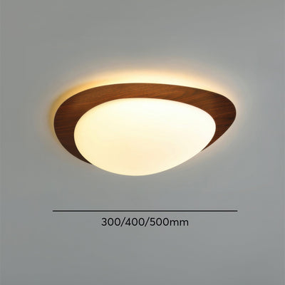 Plafonnier Scandinavian Pebble avec Grain de Bois - Design Minimaliste et LED Intégrée