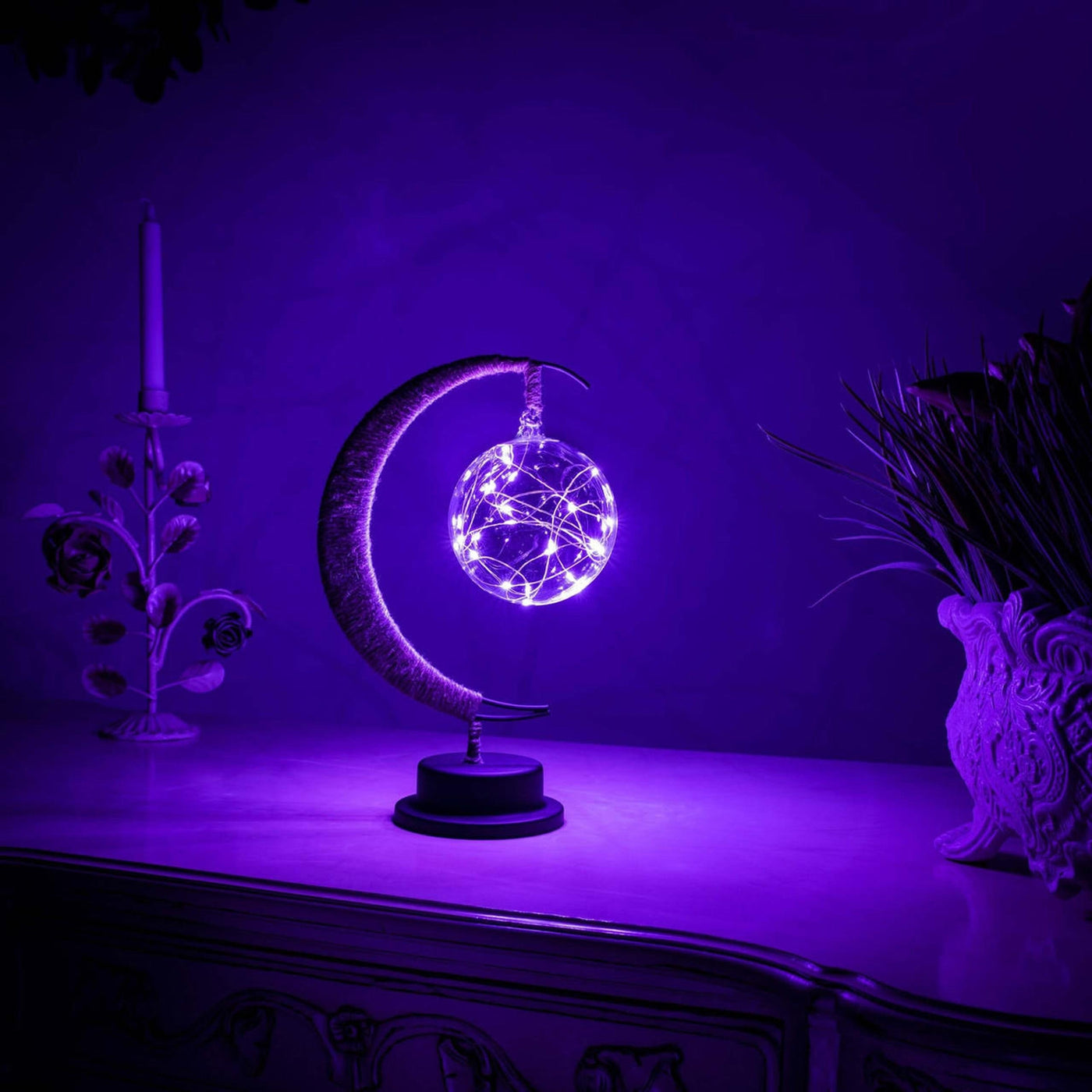 Lampe Lunaire Enchantée - Lune Magique en Verre avec Lumière LED