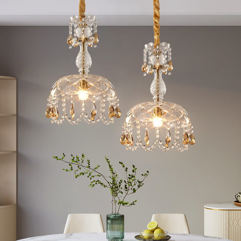 Abat-jour en Rattan et Cristal - Éclairage LED Élégant, Idéal pour Salon, Cuisine, ou Terrasse