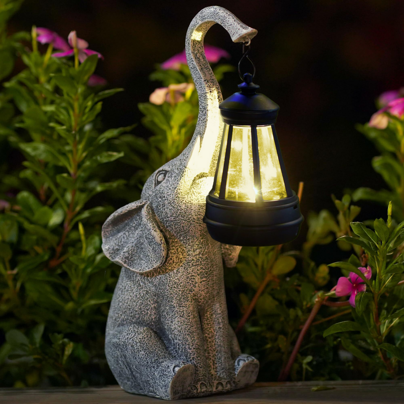 Lampe Éléphant Solaire – Lumière Apaisante pour Jardin avec Éclairage Doré