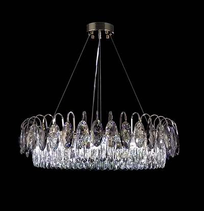 Chandelier Cristal K9 - Luminaire Élégant en Métal Rose Gold, LED Dimmable, Plusieurs Tailles