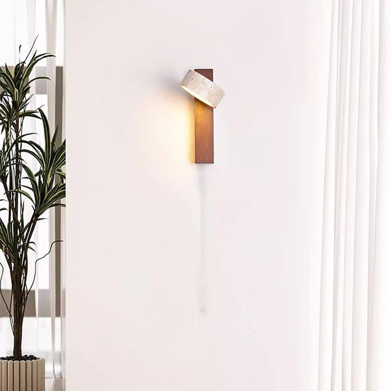 Applique Murale Wabi Sabi – Éclairage Minimaliste en Pierre et Bois