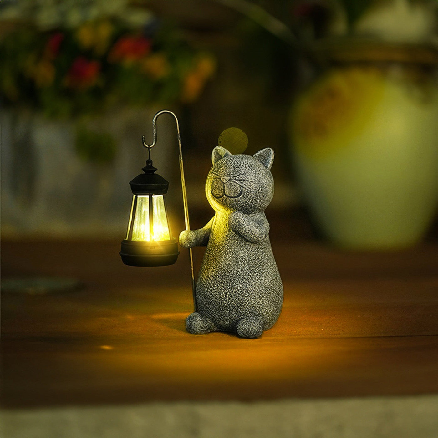 Statue de Chat Lumineuse Dorée Solaire - Décoration Extérieure Magique pour Jardin