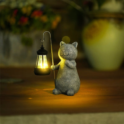 Statue de Chat Lumineuse Dorée Solaire - Décoration Extérieure Magique pour Jardin